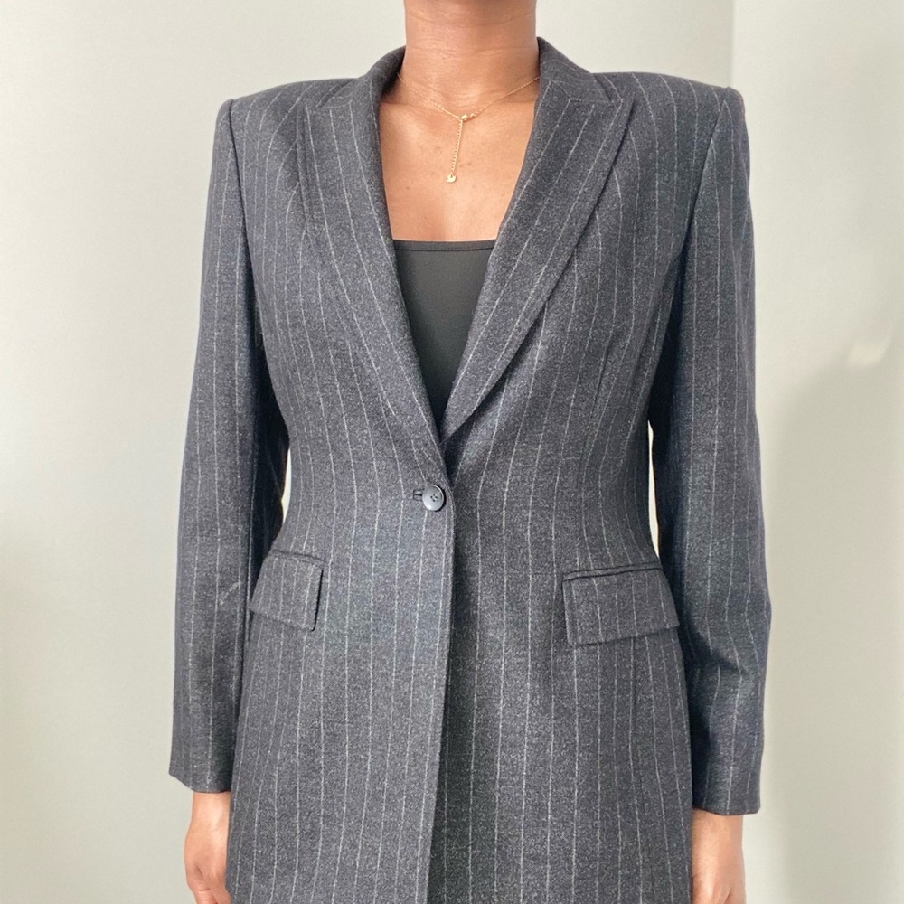 Annie Klein Women's Gray Pinstripe Blazer
